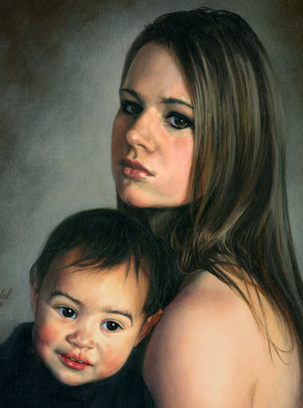 Oil Portrait Detail of Sara & Ean