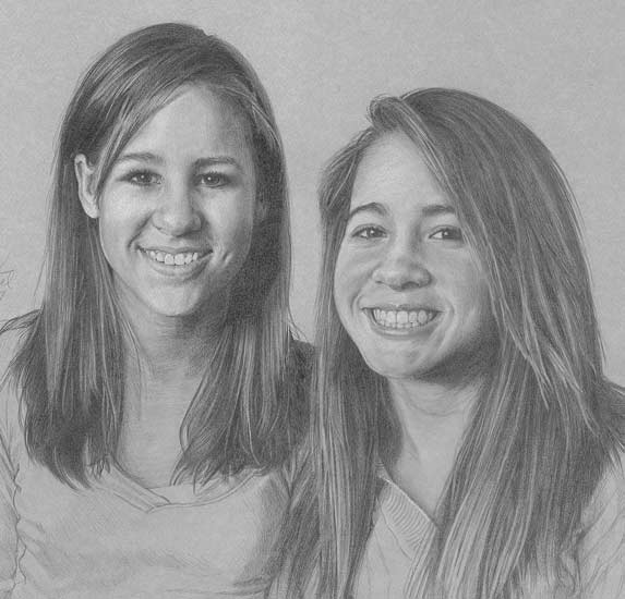 Portrait Sketch Detail of Chelsea & Jessica