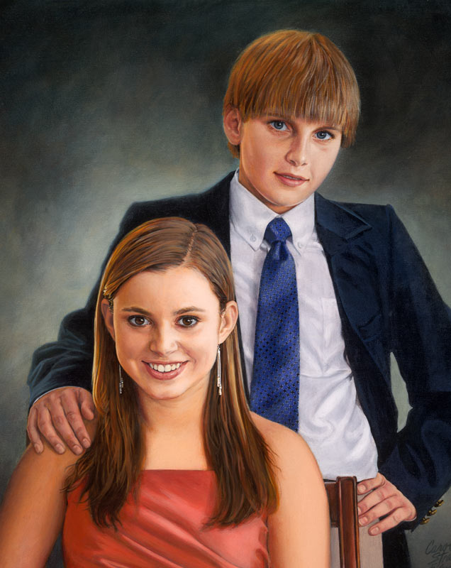 Oil Portrait Detail of Christopher and Allie