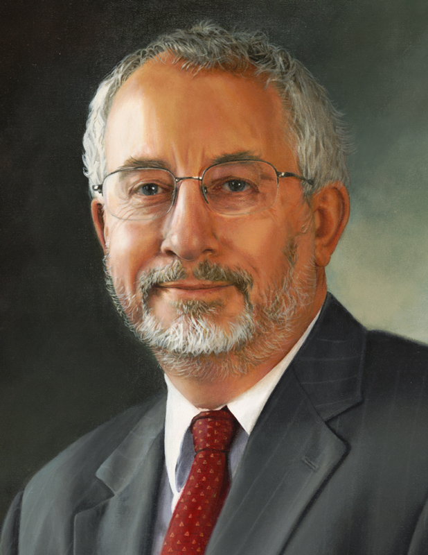 StrebelArt Oil Portraits - Detail of Oil Portrait of Bradley Edward Britigan, Internal Medicine Chair, 2004 - 2011, University Hospital, Cincinnati, Ohio