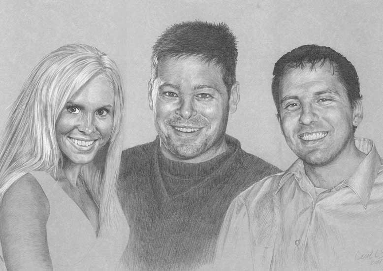 Portrait Sketch Detail of Lindsay, Scott & James